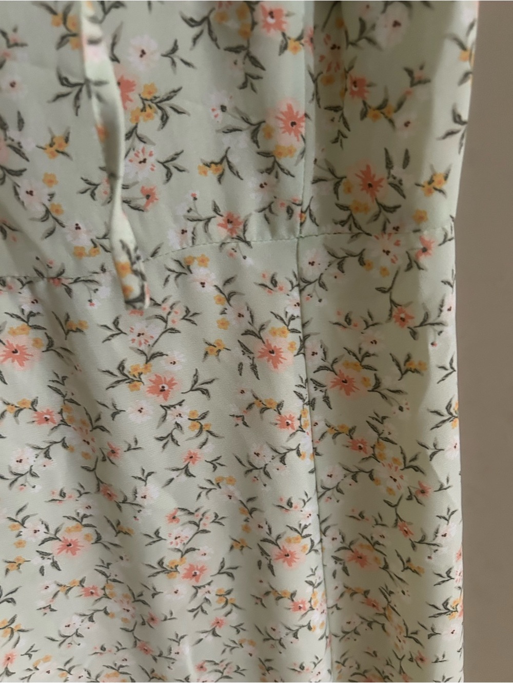 Hesperus Sage Green Floral Cottagecore Puff Sleeve Midi Dress - Picture 5 of 7
